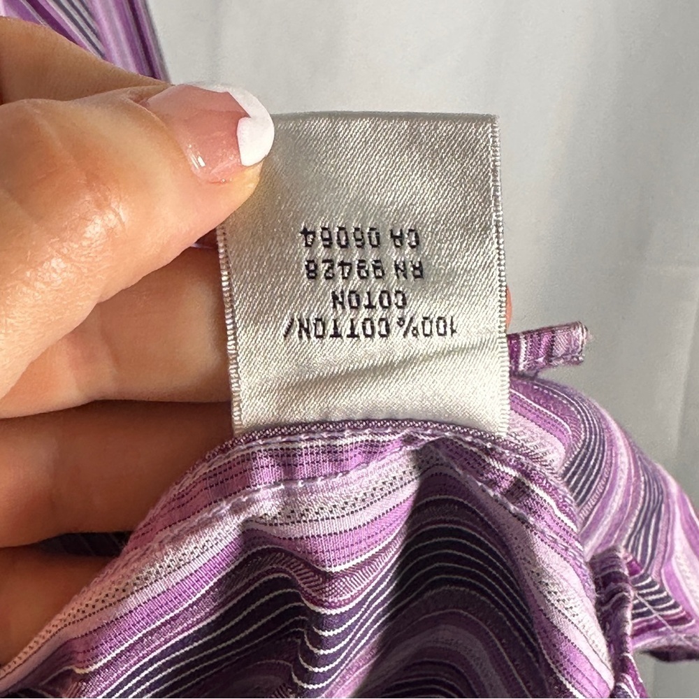 Bugatchi Uomo Cotton Stripe Contrast Cuff Button-Up JEWEL TONE Purple L Office - Picture 6 of 12